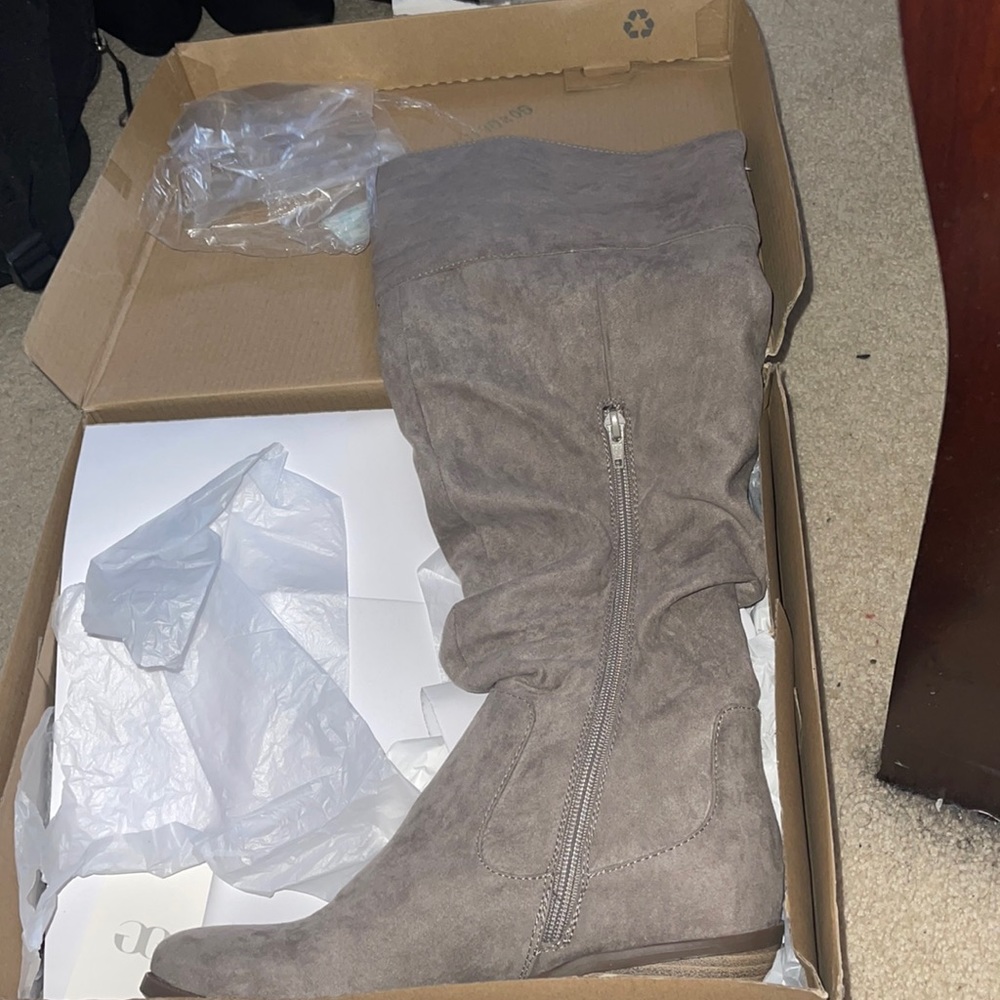 Tall grey boots